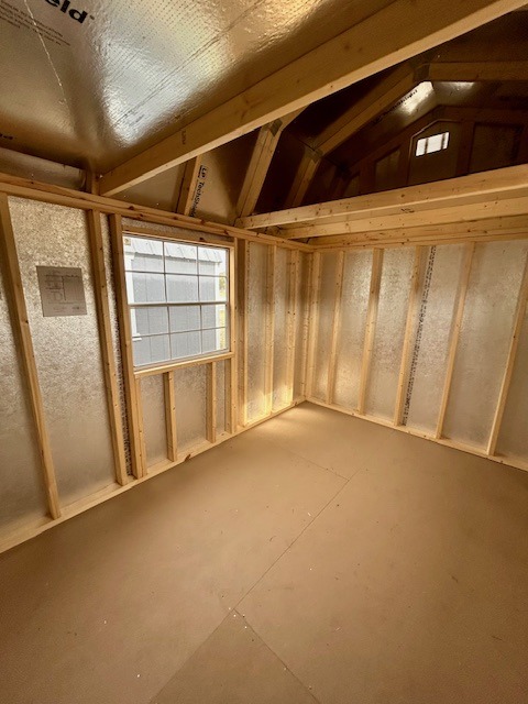 8x12 lofted barn storage shed with double doors and window