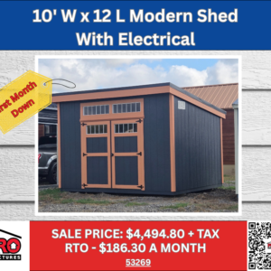 10’ x 12’ Modern Shed With Electrical – Portable Building for Sale in Texas