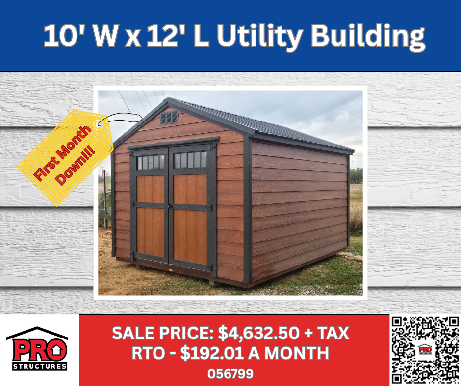 10x12 Utility Shed for Sale in Texas | Portable Storage Building | ProStructures