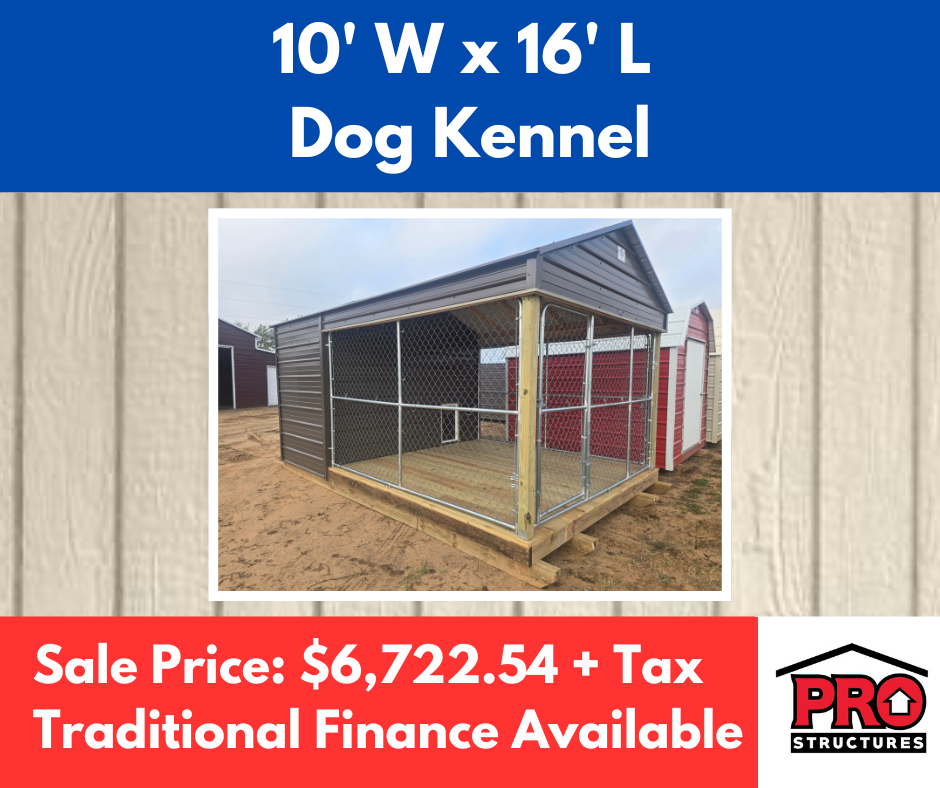 10x16 Outdoor Dog Kennel for Sale in Texas | Covered Metal Kennel | ProStructures