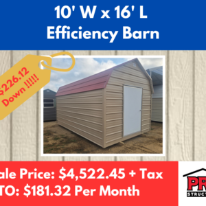 10x16 Efficiency Barn for Sale in Texas – Metal Portable Storage Shed | ProStructures