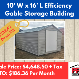 10x16 Efficiency Gable Storage Building for Sale in Texas | Metal Portable Shed | ProStructures