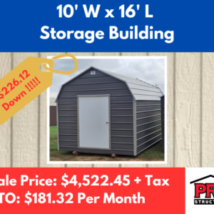 10x16 Metal Storage Building for Sale in Texas | Portable Shed | ProStructures