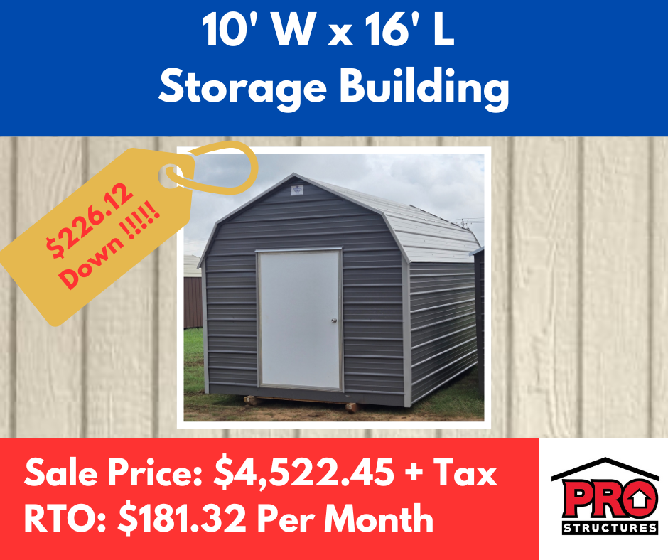 10x16 Metal Storage Building for Sale in Texas | Portable Shed | ProStructures