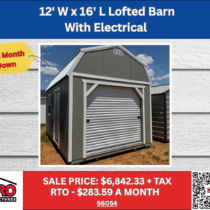 12x16 Lofted Barn Shed with Electrical & Roll-Up Door for Sale in Texas | ProStructures