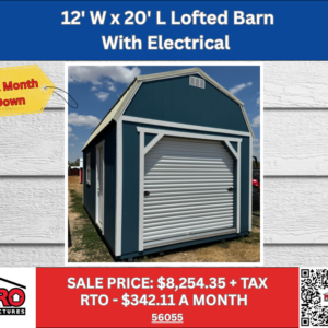 12x20 Lofted Barn with Electrical & Roll-Up Door for Sale in Texas | Portable Garage Shed | ProStructures