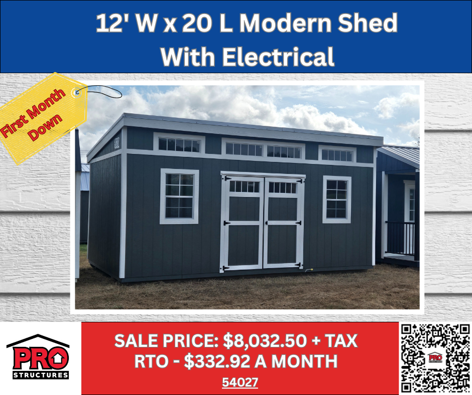 12x20 Modern Shed with Electrical for Sale in Texas | Backyard Office Studio | ProStructures