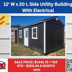 12x20 Side Utility Building with Electrical for Sale in Texas | Portable Shed with Power | ProStructures