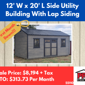 12x20 Side Utility Building with Lap Siding for Sale in Texas | Portable Shed | ProStructures