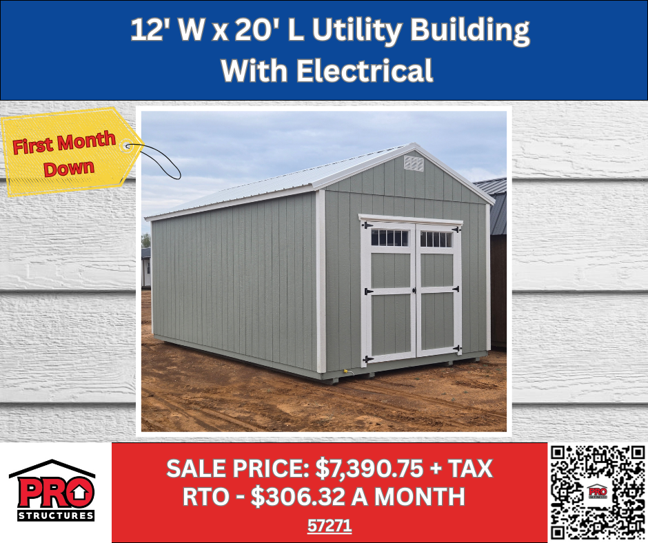 12x20 Utility Building with Electrical for Sale in Texas | Portable Shed | ProStructures