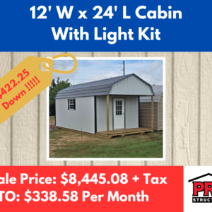 12x24 Portable Cabin with Electric for Sale in Texas | Entry-Level Cabin Shed | ProStructures
