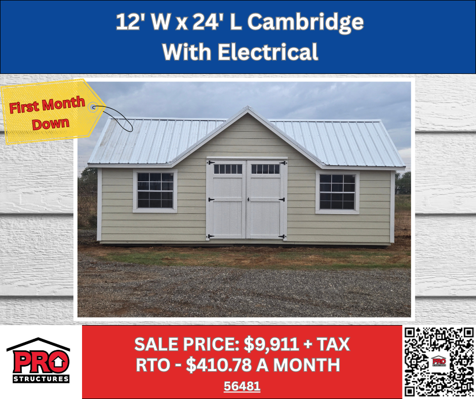 12x24 Cambridge Cabin with Electrical for Sale in Texas | Portable Cabin | ProStructures