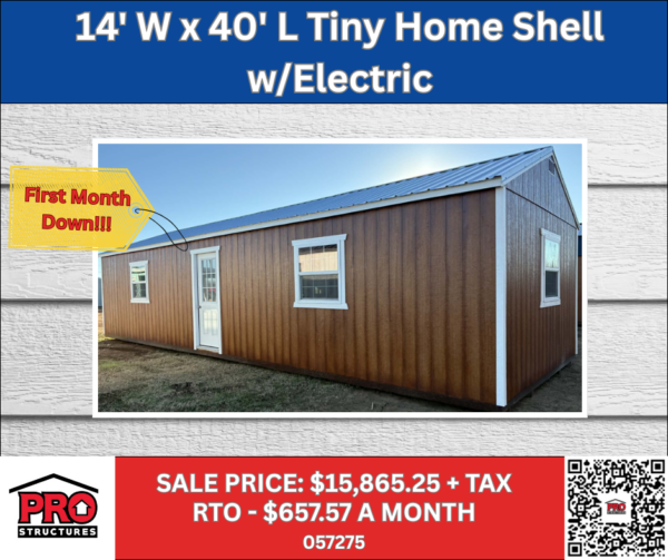 14x40 Tiny Home Shell with Electrical for Sale in Texas | Portable ...