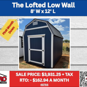 8x12 Lofted Low Wall Shed for Sale in Texas | Portable Storage Building | ProStructures