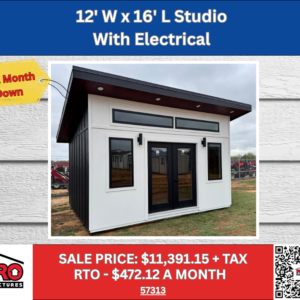 12x16 Modern Studio with Electrical for Sale in Texas | Backyard Office Cabin | ProStructures